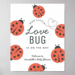 Póster Little Love Bug Ladybug Baby Shower Welcome