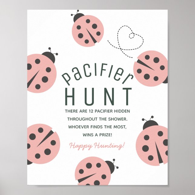 Póster Little Love Bug Ladybug Pink Baby Pacifier Hunt (Frente)