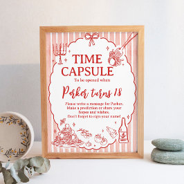 Póster Little Meatball Birthday Time Capsule Sign