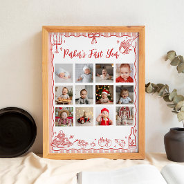 Póster Little Meatball First Year Photo Milestone Poster