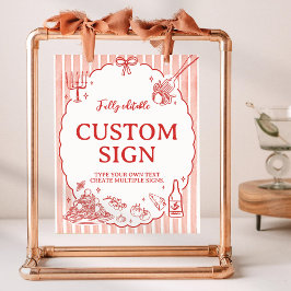 Póster Little Meatball Italian Birthday Party Table Sign