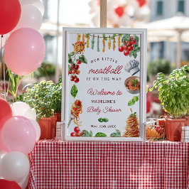 Póster Little Meatball Italian Pasta Baby Shower