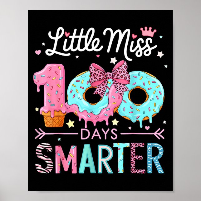 Póster Little Miss 100 Days Smarter Kids Girls 100th Day  (Frente)