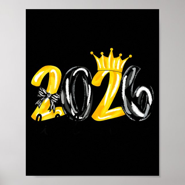 Póster Little Miss 2026 Coquette Bow Crown Happy New Year (Frente)