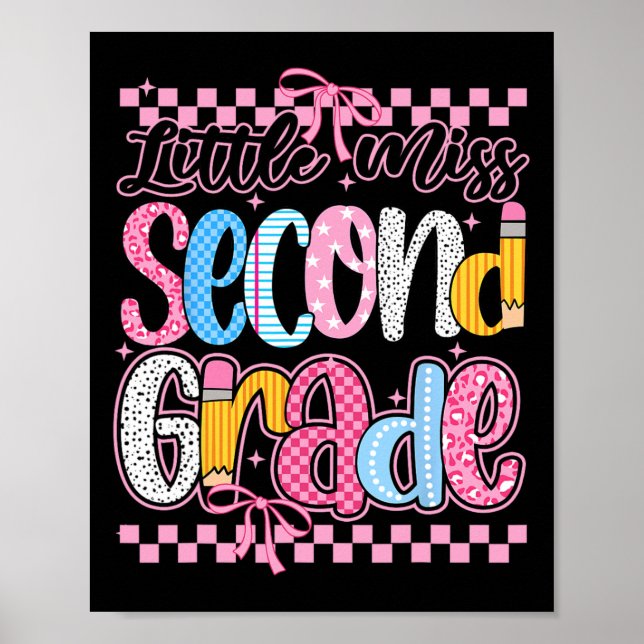 Póster Little Miss 2nd Grade Back To School Girls Kid Coq (Frente)