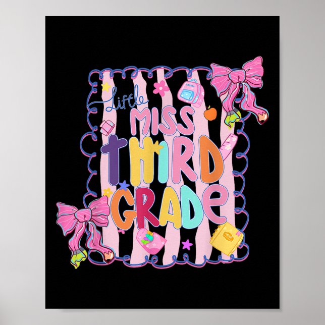 Póster Little Miss Third Grade First Day Of 3rd Grade Coq (Frente)