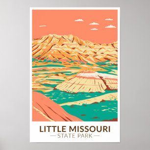 Póster Little Missouri State Park Dakota del Norte Vintag