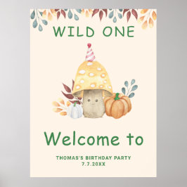 Póster Little Mushroom primera fiesta de cumpleaños