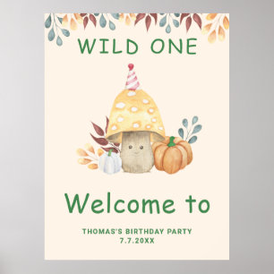Póster Little Mushroom primera fiesta de cumpleaños