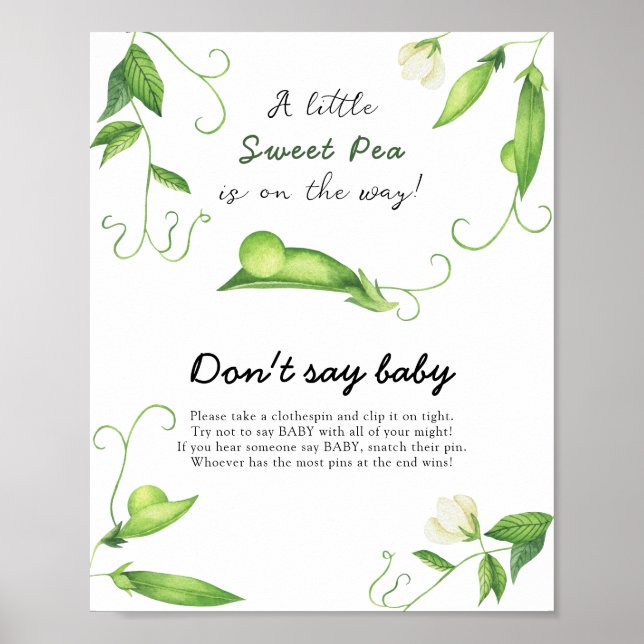 Póster Little Pea Baby Shower - No digas nena (Frente)