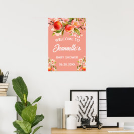 Póster Little Peach Fruit Floral Welcome