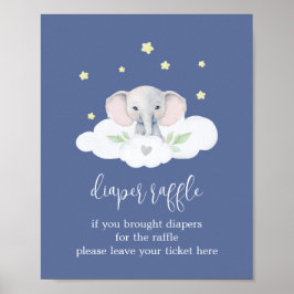 Póster Little Peanut Blue Boy Baby Shower Diaper Raffle