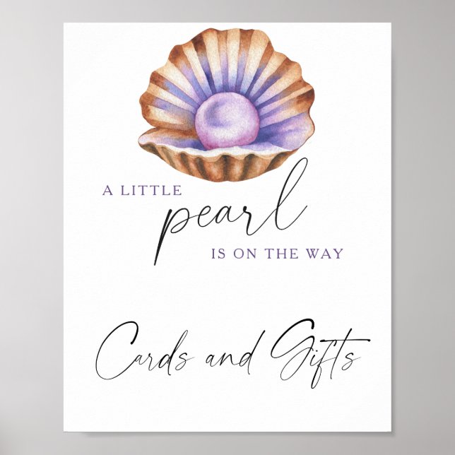 Póster Little Pearl baby shower Cards and gifts (Frente)