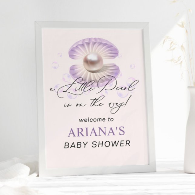 Póster Little Pearl Purple Shell Ocean Baby Shower (Subido por el creador)