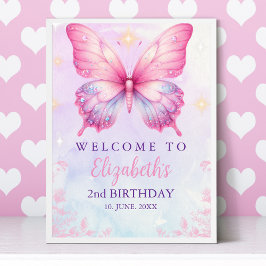 Póster Little Pink Butterfly - Girls' Birthday