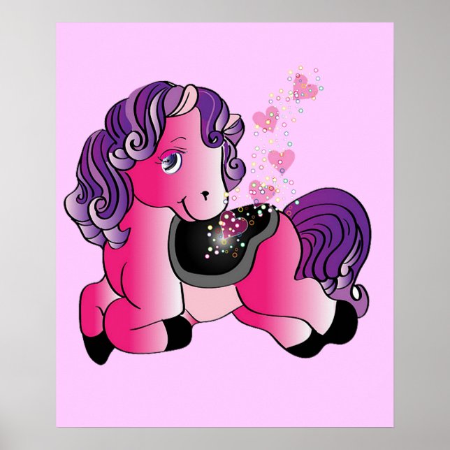 Póster Little pink pony nursery children art (Frente)