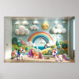 Póster Little Pony y Unicornios