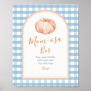 Póster Little Pumpkin Boho Blue Gingham Mom-osa Bar