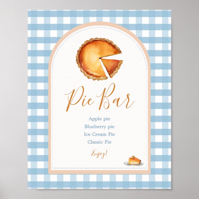 Póster Little Pumpkin Boho Blue Gingham Pie Bar (Frente)