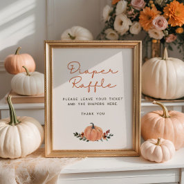 Póster Little Pumpkin Fall Baby Shower Diaper Raffle