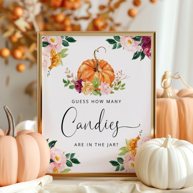 Póster Little pumpkin floral guess how many candies  (Subido por el creador)