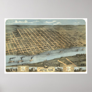 Póster Little Rock, AR 1871 Panoramic Birds Eye View