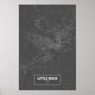 Póster Little Rock, Arkansas (blanco sobre negro)