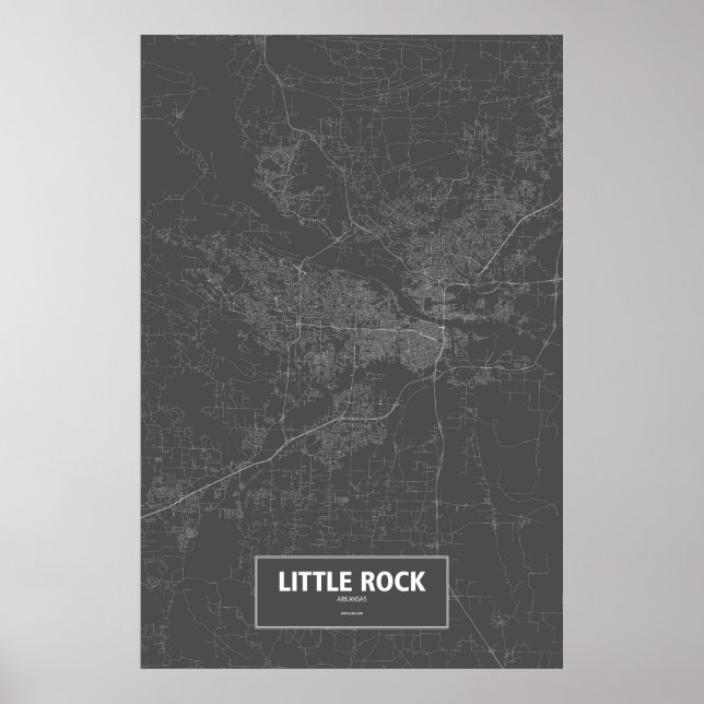 Póster Little Rock, Arkansas (blanco sobre negro) (Frente)
