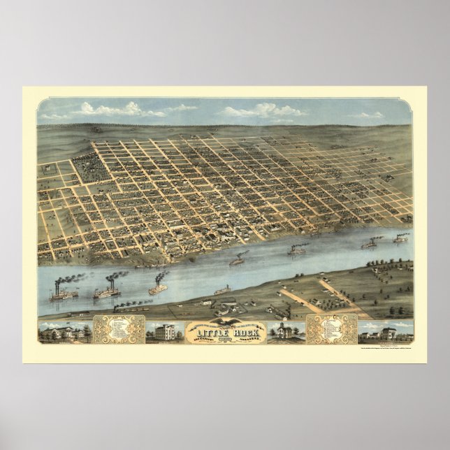 Póster Little Rock, Arkansas Panoramic Map - 1871 (Frente)