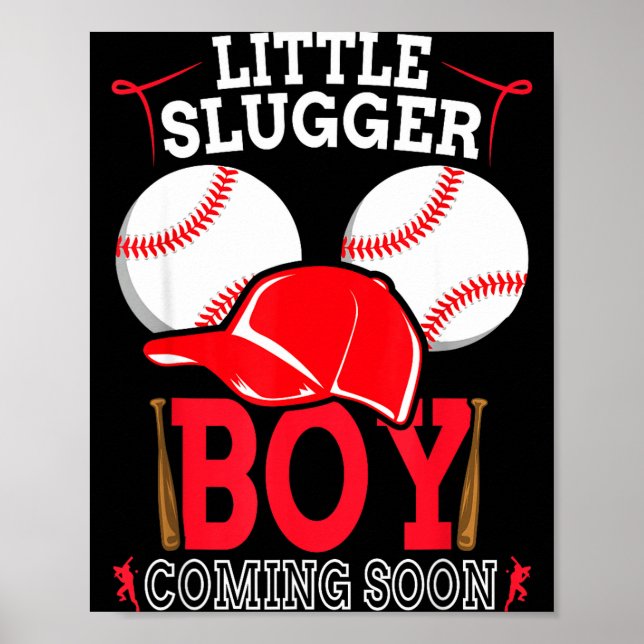 Póster Little Slugger Boy Coming Soon Baby Announcement B (Frente)