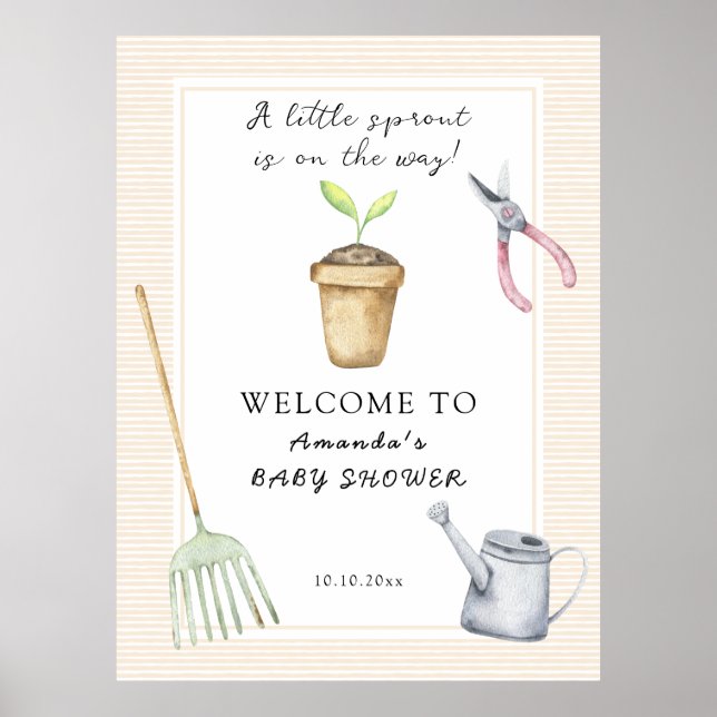 Póster Little Sprout Baby Shower (Frente)