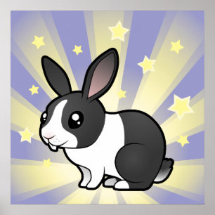 Póster Little Star Rabbit (oreja arriba pelo liso)