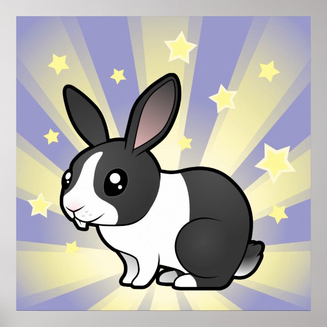 Póster Little Star Rabbit (oreja arriba pelo liso) (Frente)