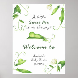 Póster Little Sweet Pea Welcome Baby Shower