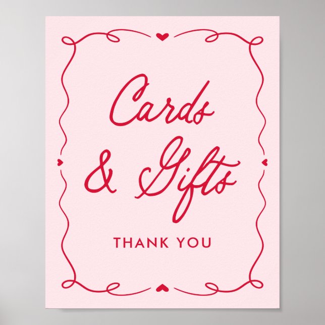 Póster Little Sweetheart Baby Shower Cards and Gifts Sign (Frente)