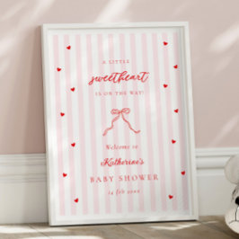 Póster Little Sweetheart Bow Baby Shower Welcome Poster