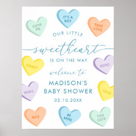 Póster Little Sweetheart Candy Hearts Baby Shower Welcome
