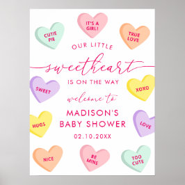 Póster Little Sweetheart Candy Hearts Baby Shower Welcome
