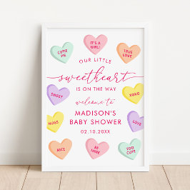 Póster Little Sweetheart Candy Hearts Baby Shower Welcome