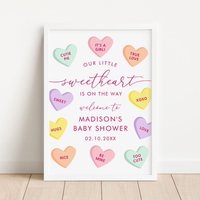 Póster Little Sweetheart Candy Hearts Baby Shower Welcome (Subido por el creador)
