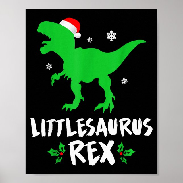 Póster Little T Rex Matching Family Christmas Dinosaur Sh (Frente)