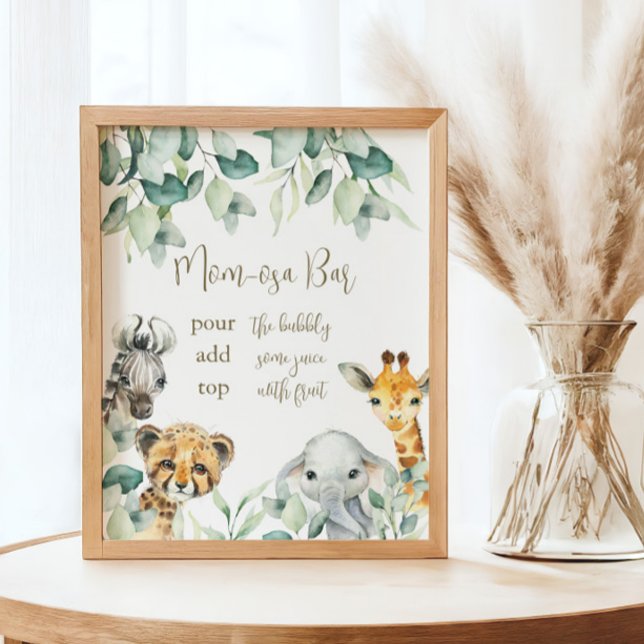 Póster Little Wild One Safari Baby Shower Mom-osa Bar (Mom-osa Bar Sign)