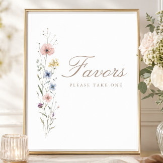 Póster Little Wildflower Baby Shower Party Favors Sign 