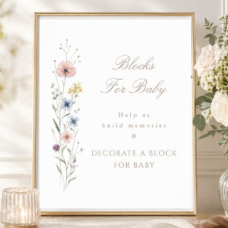 Póster Little Wildflower Shower Activity Blocks For Baby