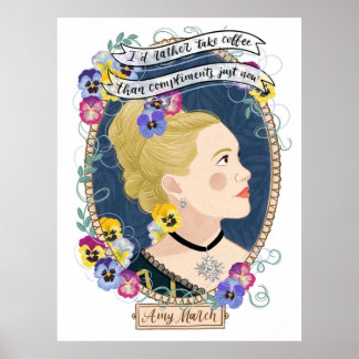 Póster Little Women potraits Amy March botanical illustra