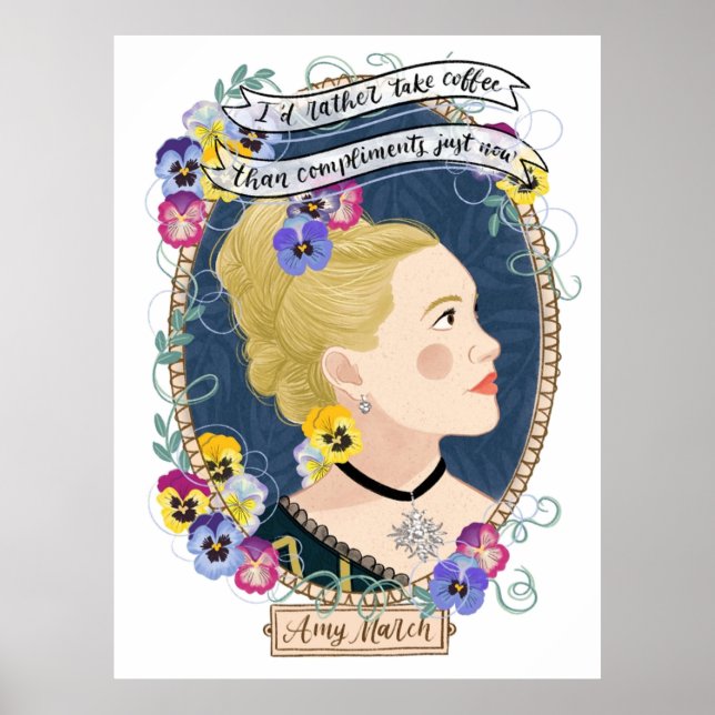 Póster Little Women potraits Amy March botanical illustra (Frente)
