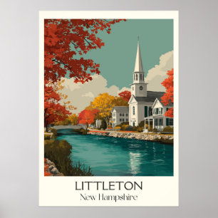 Póster Littleton New Hampshire Pueblo Ribereño