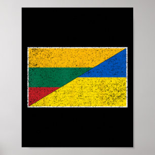 Póster Lituania Ucrania Bandera Lituano Ucraniano Nación