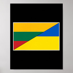 Póster Lituania Ucrania Bandera Lituano Ucraniano Nación