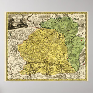 Póster LituaniaMapa PanorámicoLituania